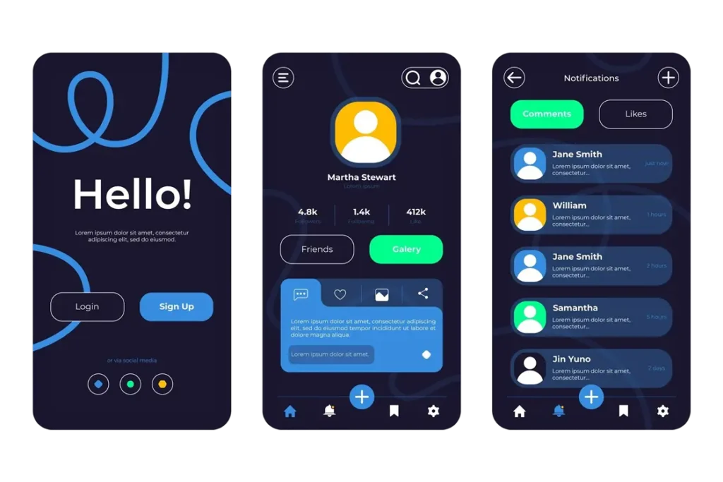 Criação de Aplicativo Criação de aplicativos: telas de aplicativo web no celular