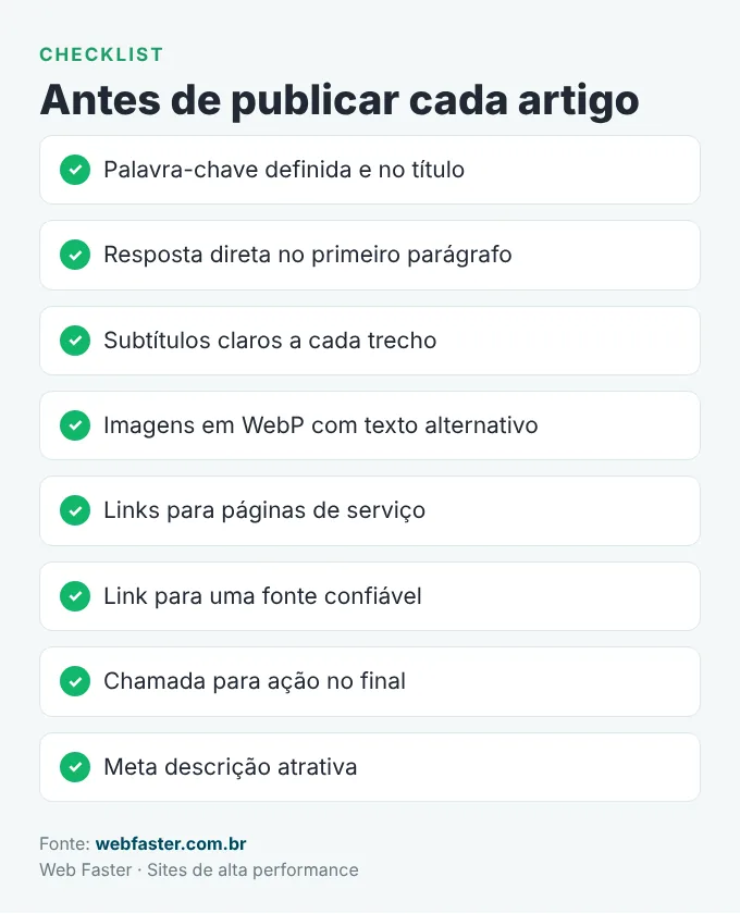 Checklist para publicar artigos em um blog para empresas