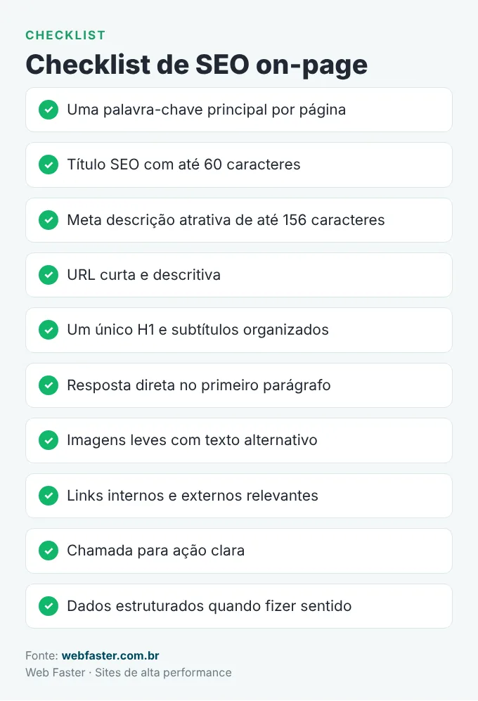 Checklist de SEO on-page para cada página