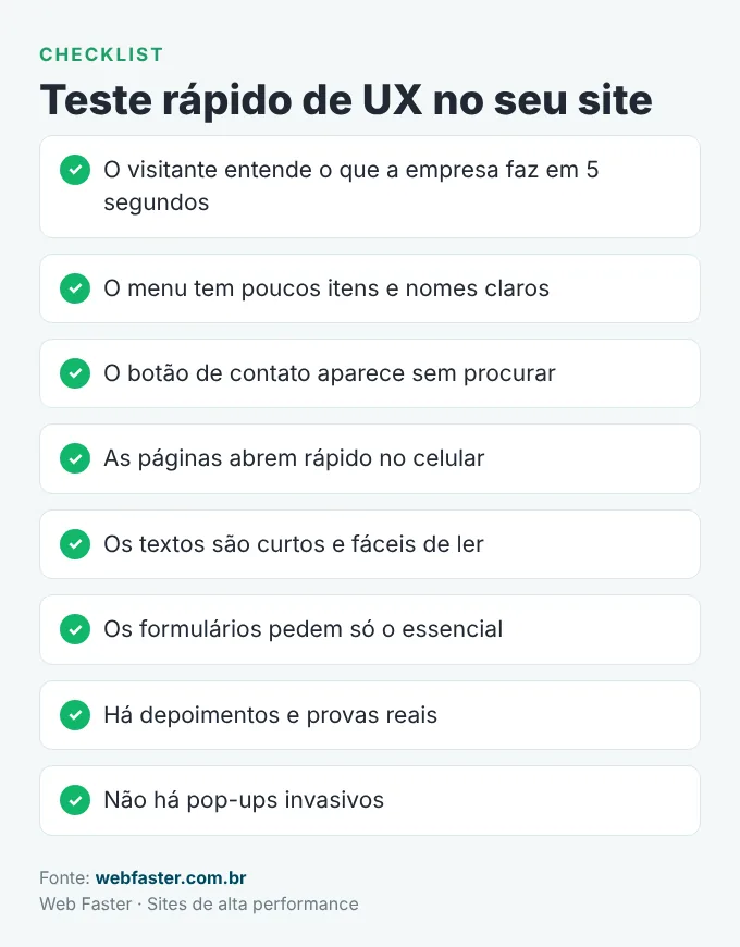 Checklist de experiência do usuário para sites